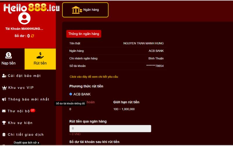 Nhiều nguyên nhân làm cho rút tiền Hello88 không thành công