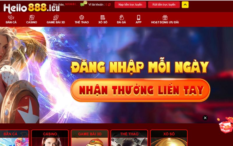 Thực hiện rút tiền Hello88 trên app và web dễ dàng